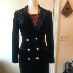 Black Velvet Double-Breasted Blazer